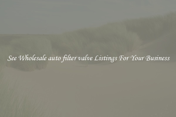 See Wholesale auto filter valve Listings For Your Business